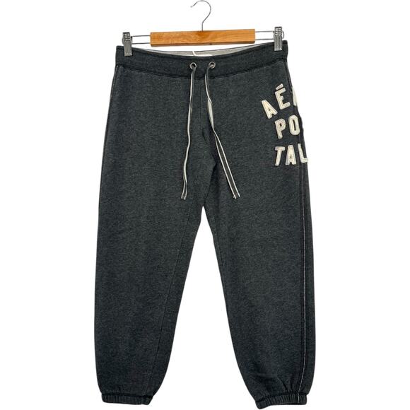 Aeropostale Pants - Aeropostale Jogger Sweatpants Womens Small Gray Crop Logo Fleece Lounge Casual